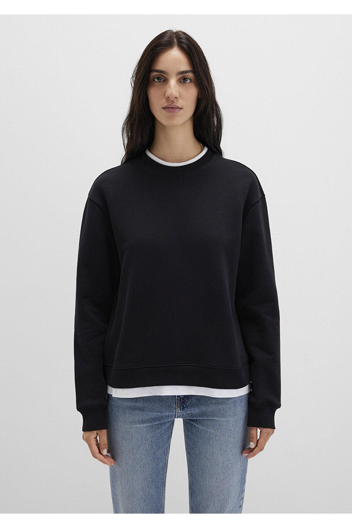 MAVİ KADIN YUVARLAK YAKA SWEATSHIRT Siyah 1S10435-900