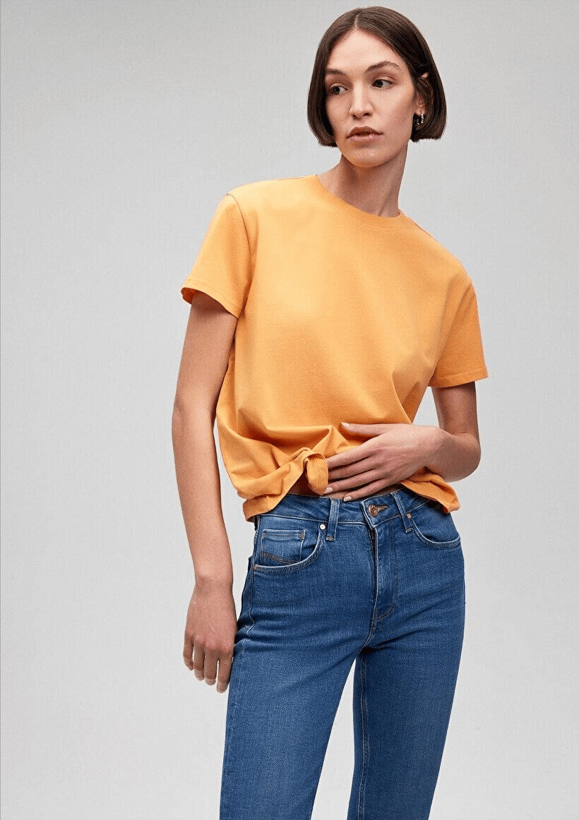 MAVİ KADIN YUVARLAK YAKA TİŞÖRT Apricot Tan 1600955-71405