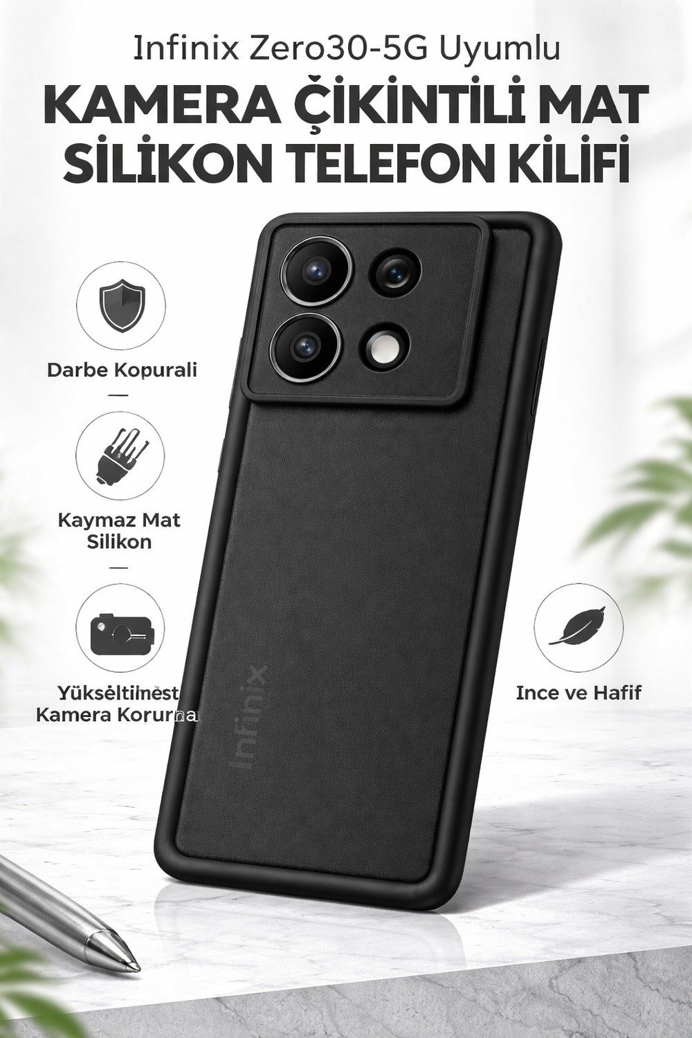 infinix Zero30-5G Uyumlu Kamera Çıkıntılı Mat Silikon Telefon Kılıfı