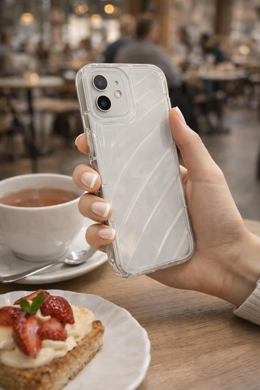 iPhone 12 Pro Uyumlu Telefon Kılıfı Kamera Çıkıntılı Kabartmalı Parlak Desenli Darbe Emici Silikon Kılıf