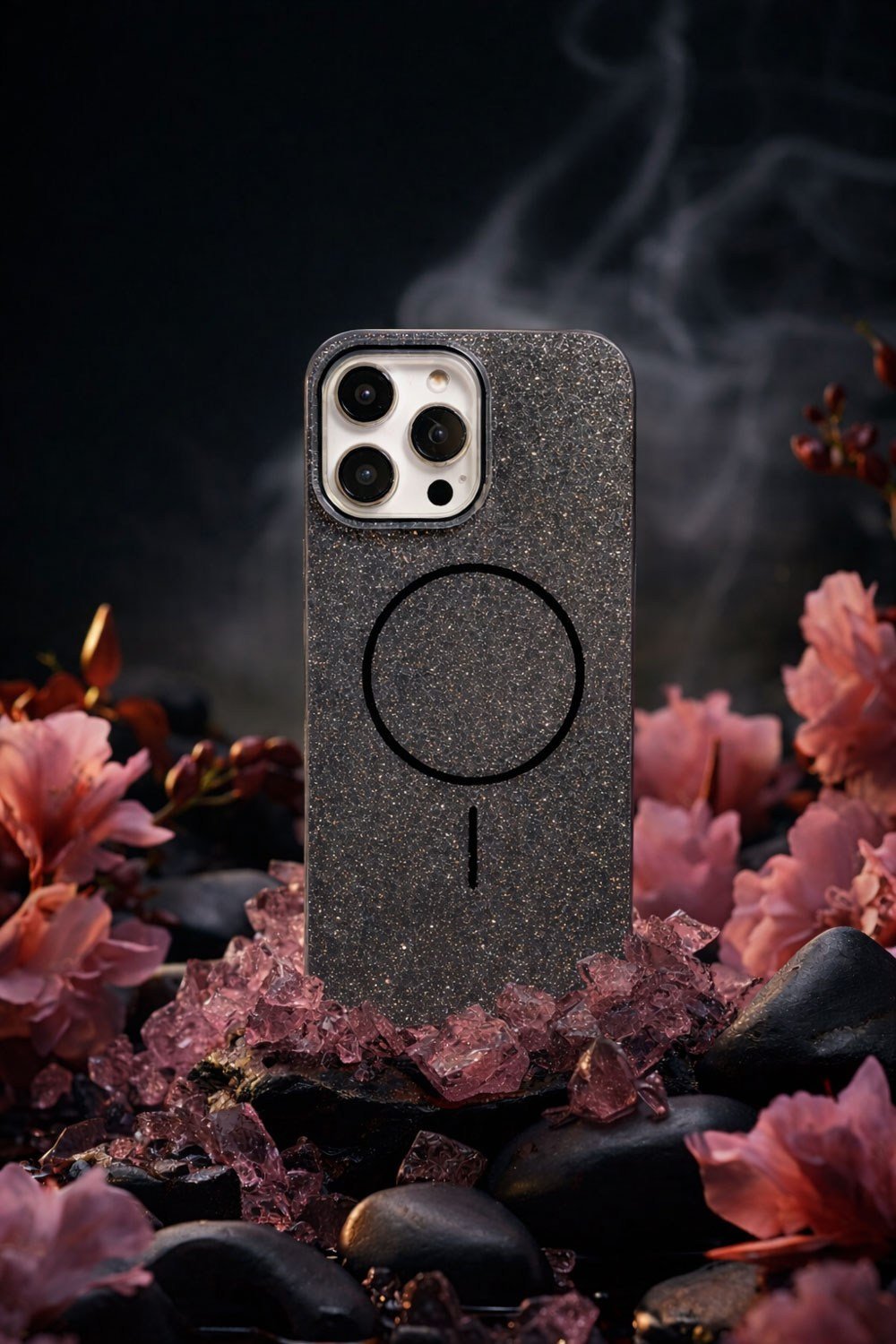 iPhone 13 pro max Uyumlu Telefon Kılıfı Magsafe Wireless Şarj Özellikli Simli Lüks Silikon Kılıf
