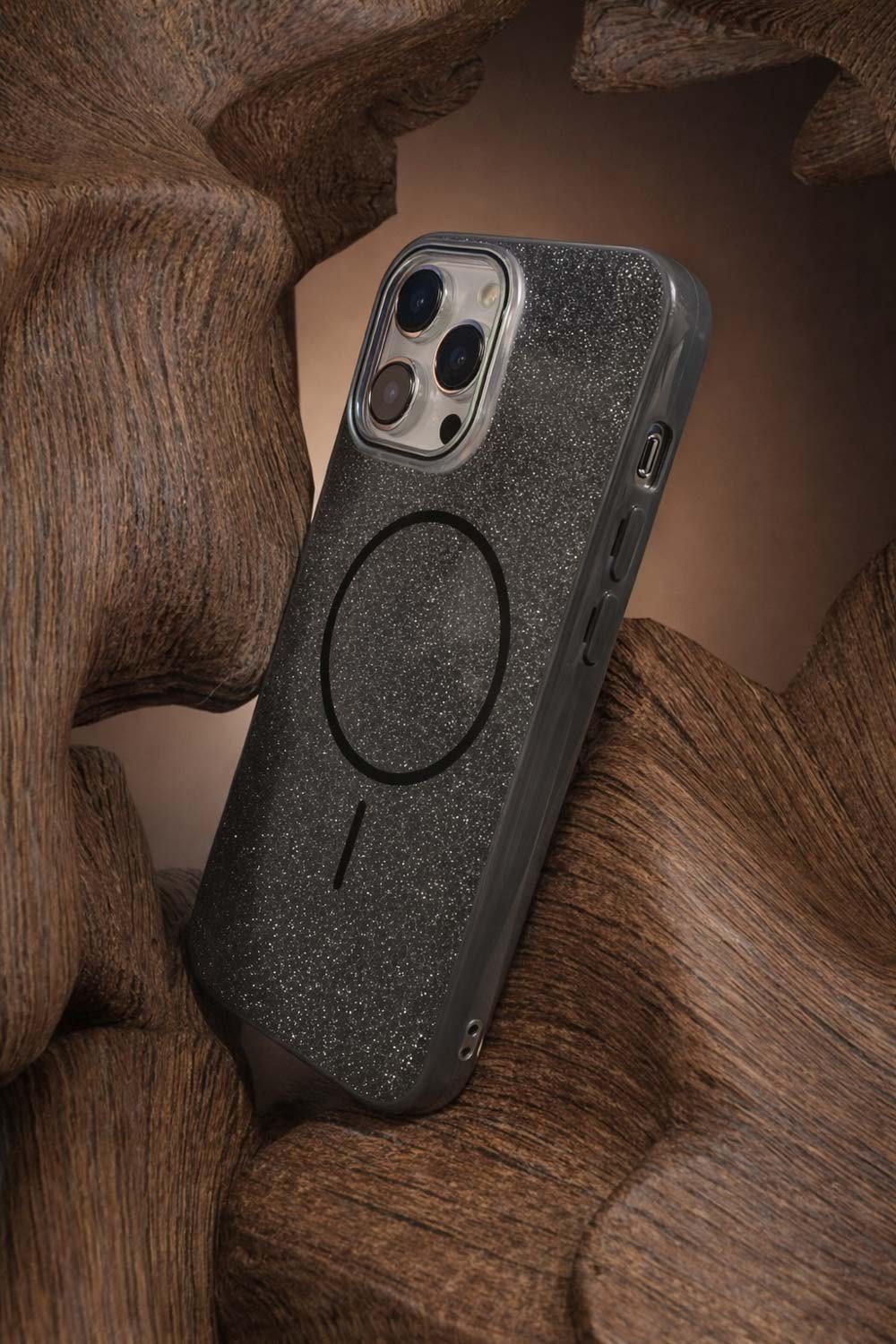 iPhone 13 pro max Uyumlu Telefon Kılıfı Magsafe Wireless Şarj Özellikli Simli Lüks Silikon Kılıf
