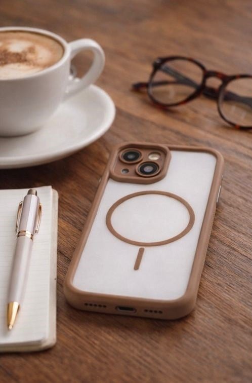 iPhone 13 Uyumlu Kamera Korumalı Magsafe Wireless Şarj Özellikli Mat Silikon Haki renkli Silikon Telefon Kılıfı