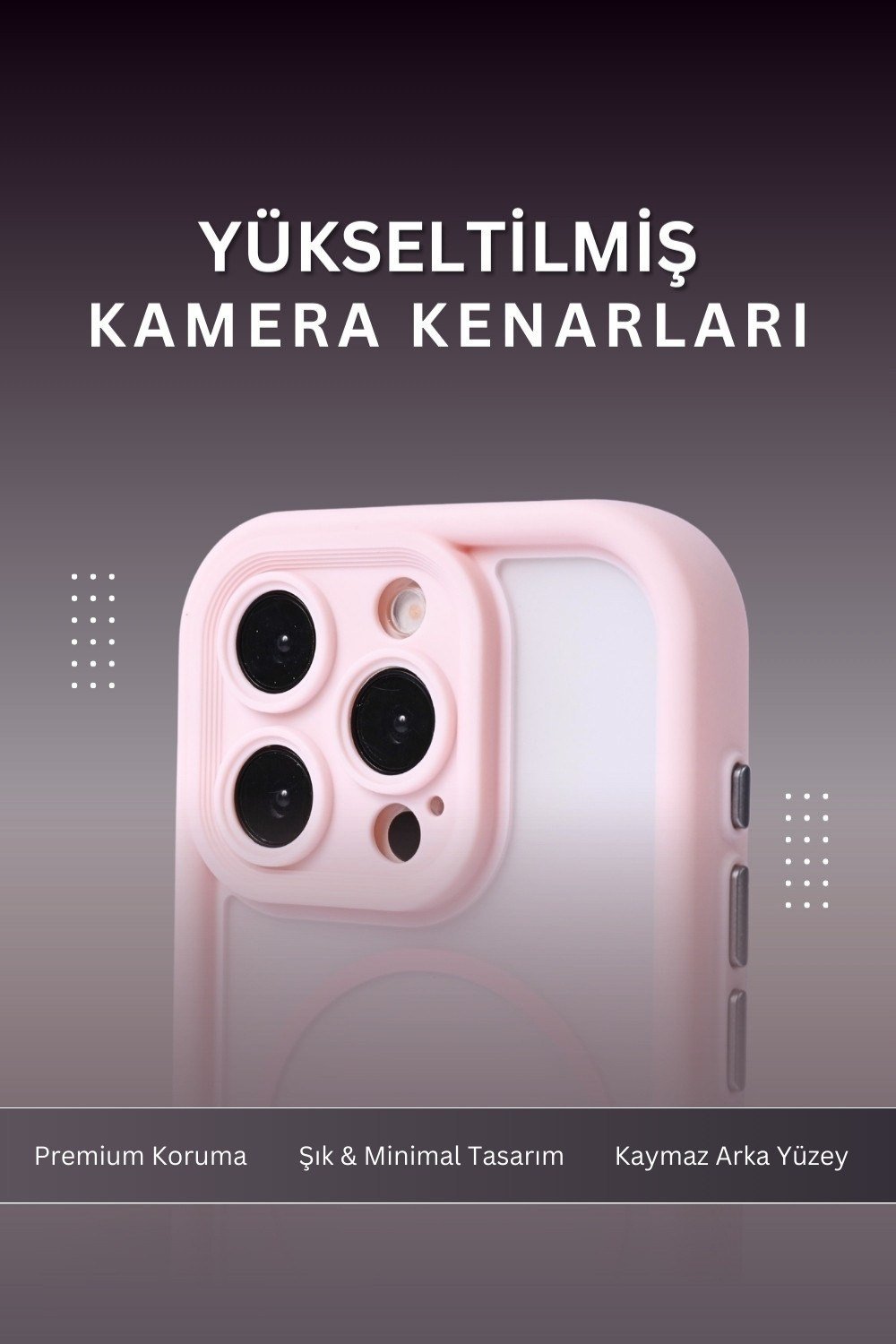 iPhone 15 Pro Uyumlu Kamera Korumalı Magsafe Wireless Şarj Özellikli Mat Silikon Pembe renkli Silikon Telefon Kılıfı