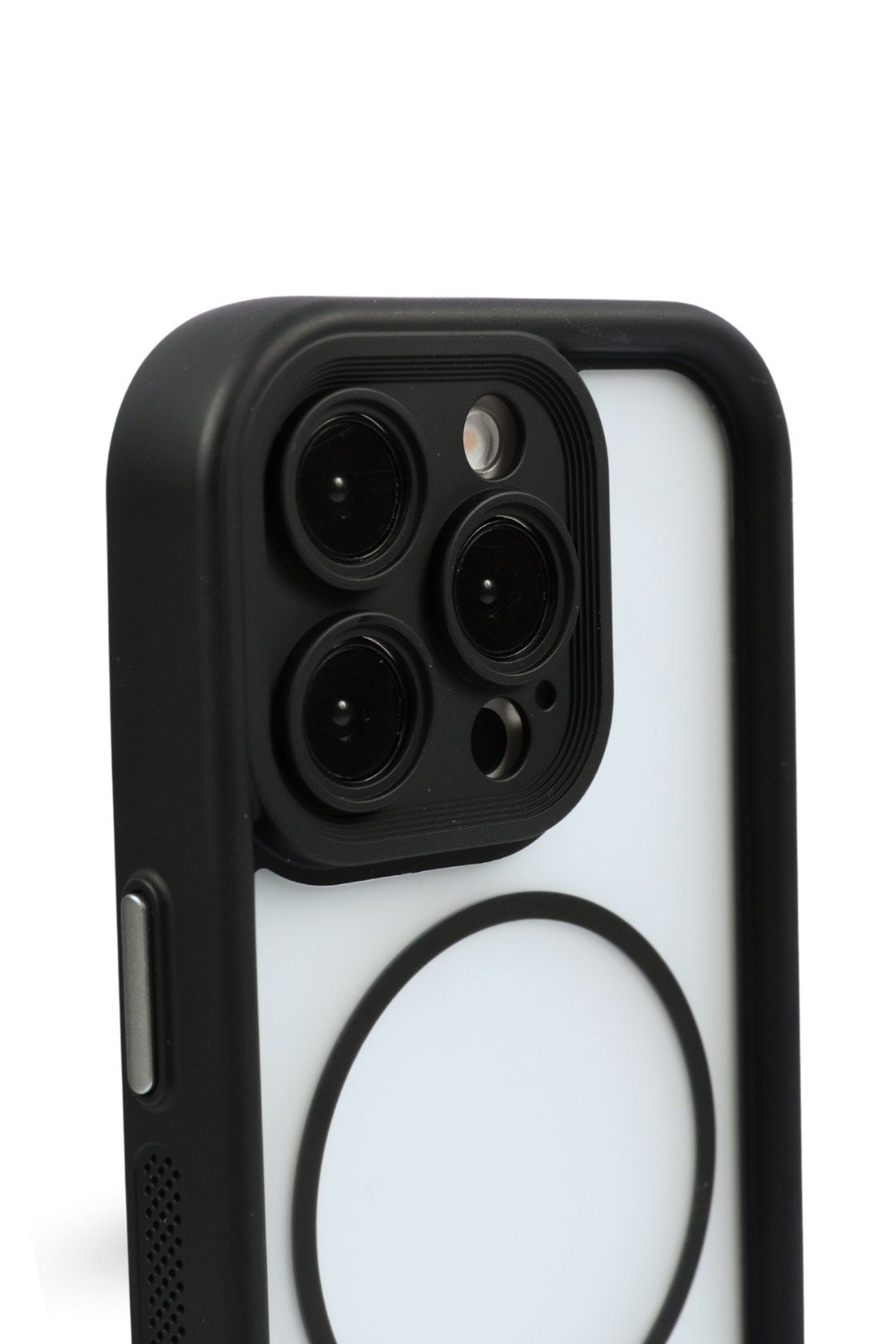 iPhone 15 Pro Uyumlu Kamera Korumalı Magsafe Wireless Şarj Özellikli Mat Silikon Siyah renkli Silikon Telefon Kılıfı