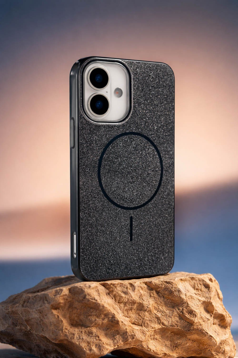 iPhone 16 plus Uyumlu Telefon Kılıfı Magsafe Wireless Şarj Özellikli Simli Lüks Silikon Kılıf