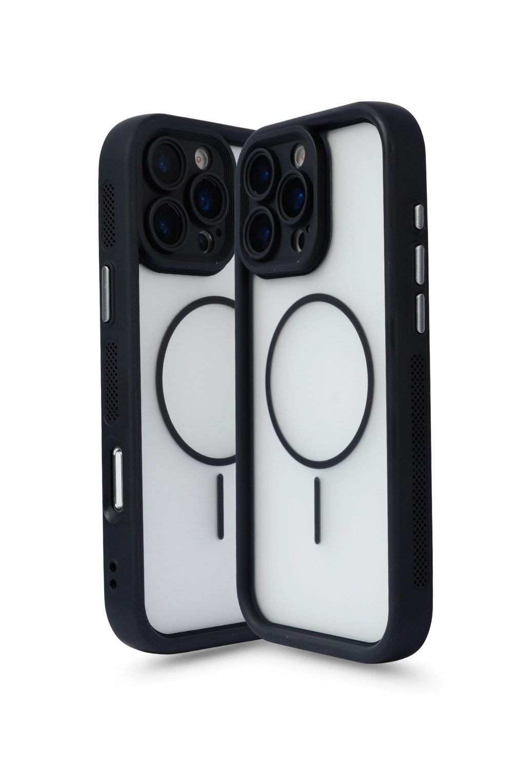 iPhone 16 Pro Max Uyumlu Kamera Korumalı Magsafe Wireless Şarj Özellikli Mat Silikon Siyah renkli Silikon Telefon Kılıfı