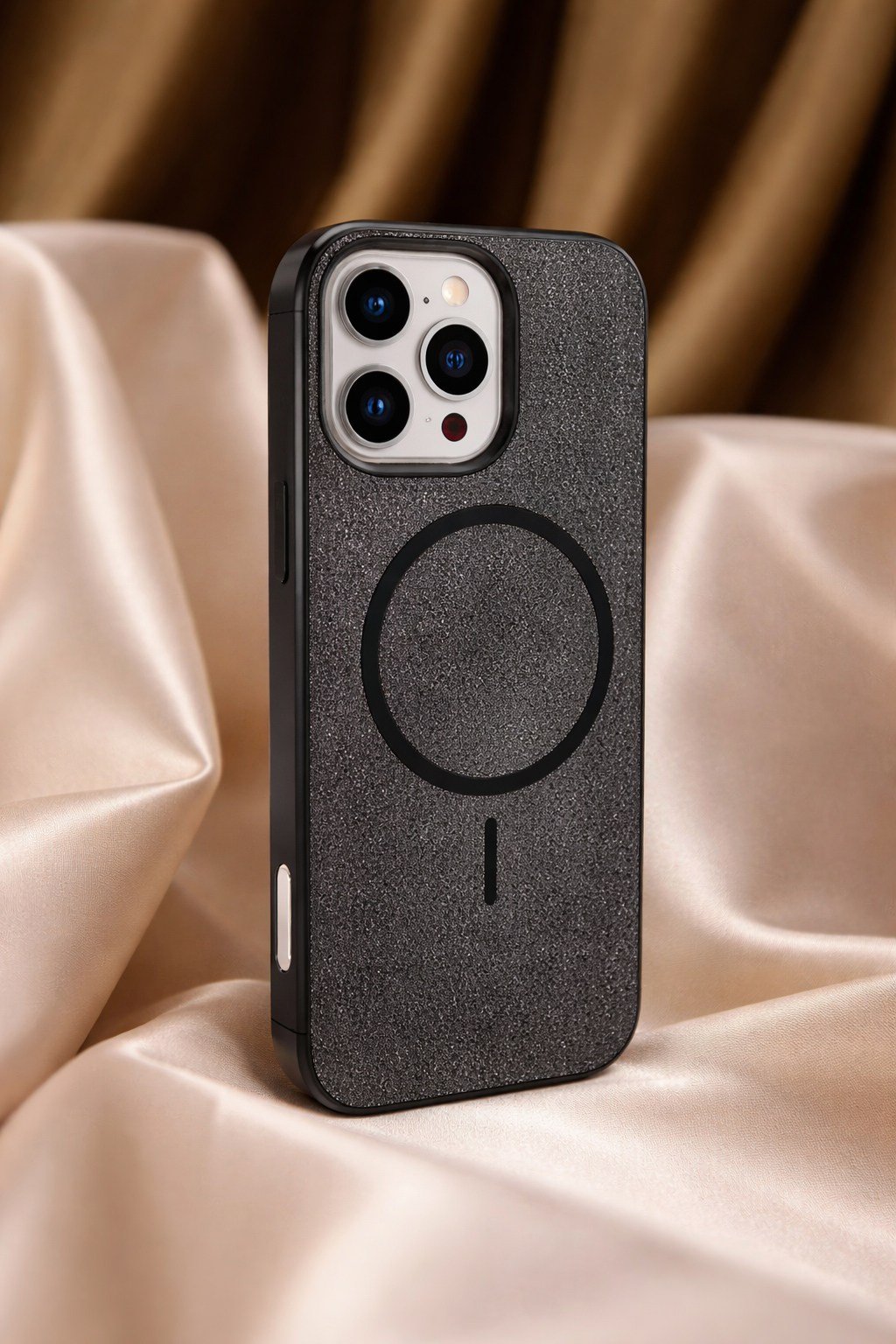 iPhone 16 pro max Uyumlu Telefon Kılıfı Magsafe Wireless Şarj Özellikli Simli Lüks Silikon Kılıf