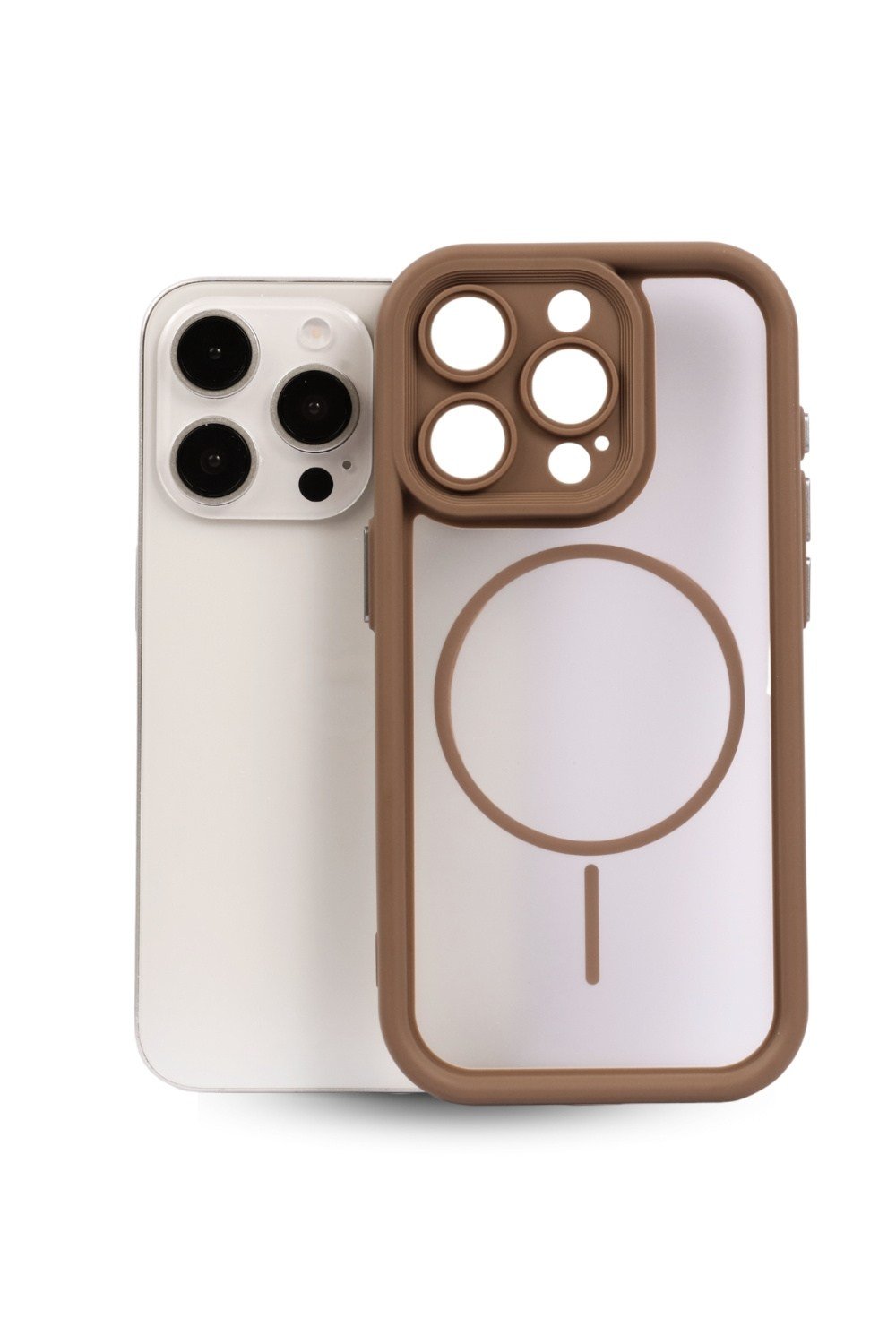 iPhone 16 Pro Uyumlu Kamera Korumalı Magsafe Wireless Şarj Özellikli Mat Silikon Haki renkli Silikon Telefon Kılıfı
