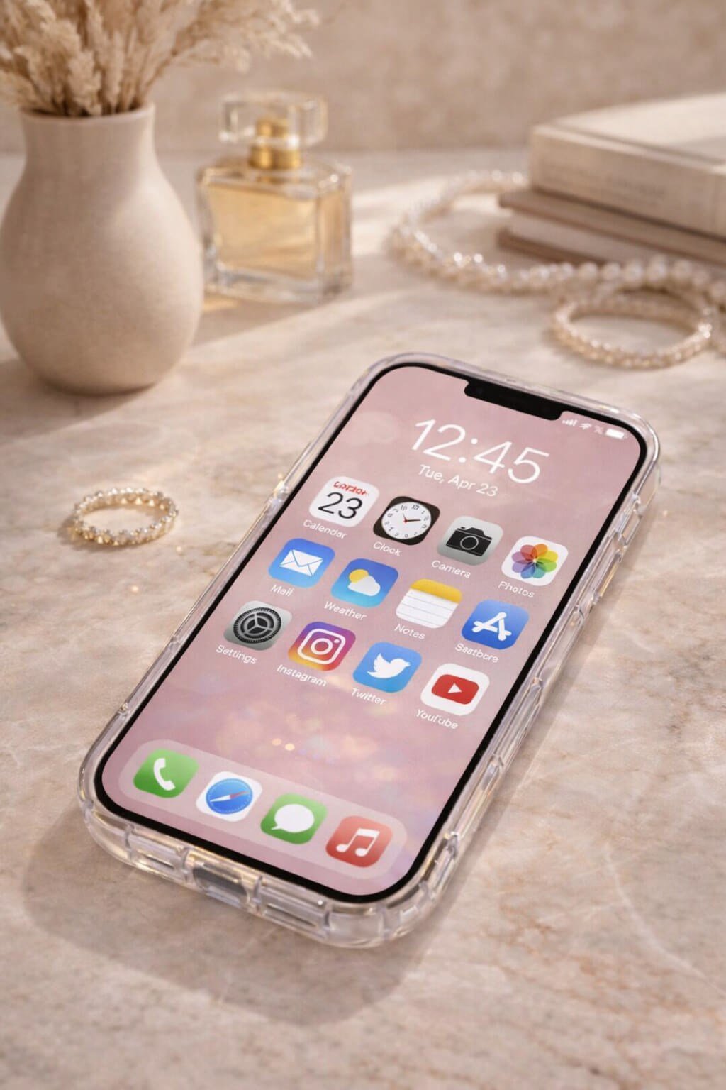iPhone 16 Pro Uyumlu Telefon Kılıfı Kamera Çıkıntılı Kabartmalı Parlak Desenli Darbe Emici Silikon Kılıf