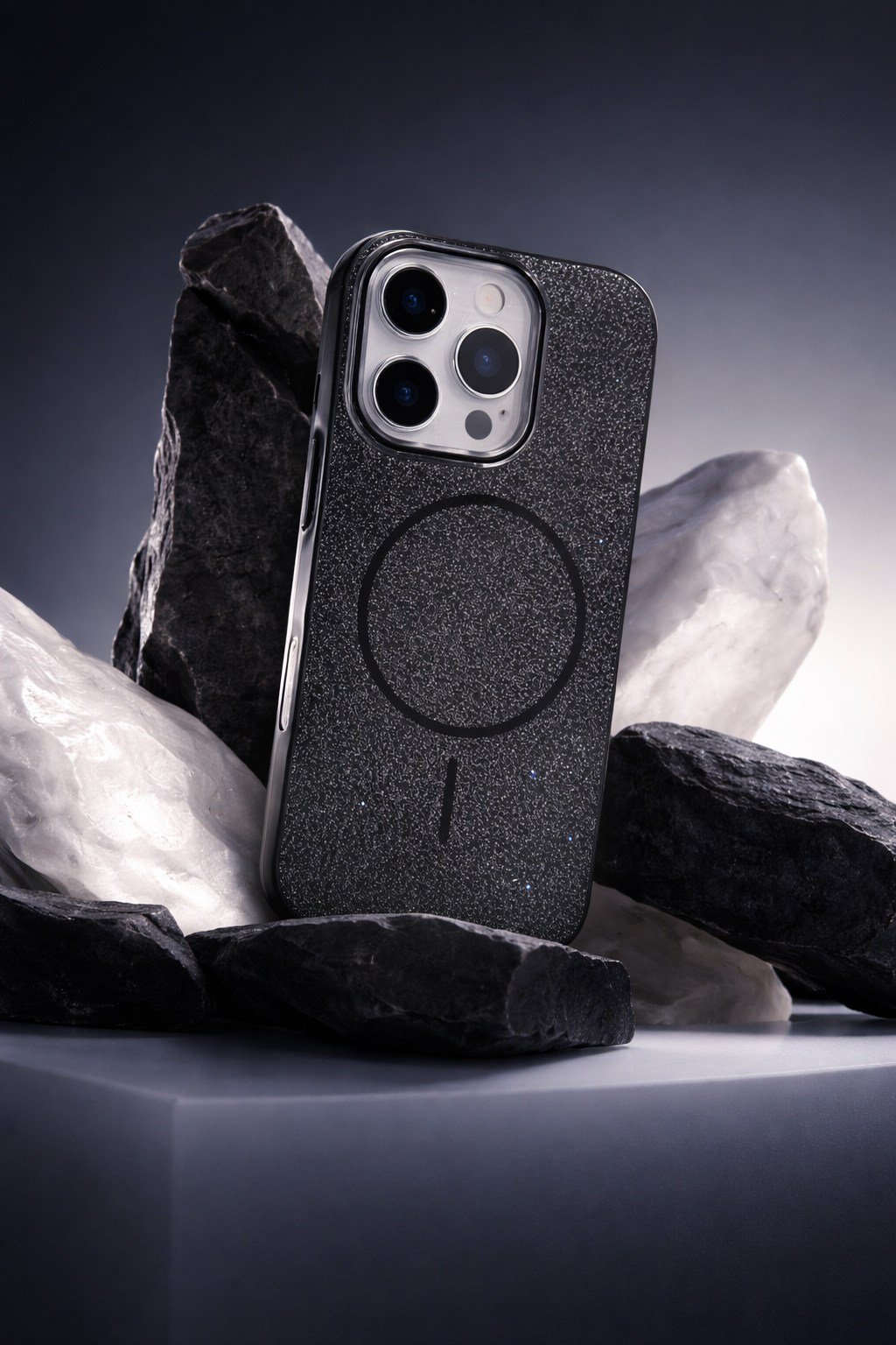 iPhone 16 pro Uyumlu Telefon Kılıfı Magsafe Wireless Şarj Özellikli Simli Lüks Silikon Kılıf