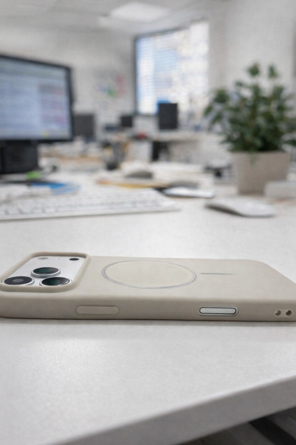 iPhone 17 Pro Uyumlu İçi Kadife Magsafe Wireless Şarz Özellikli Taş Renkli Telefon Kılıfı