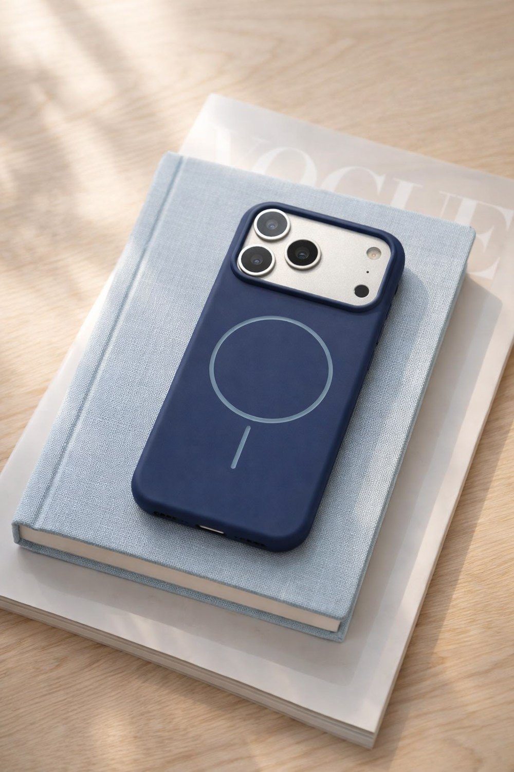 iPhone 17 Pro Uyumlu İçi Kadife Magsafe Wireless Şarz Özellikli Lacivert Renkli Telefon Kılıfı