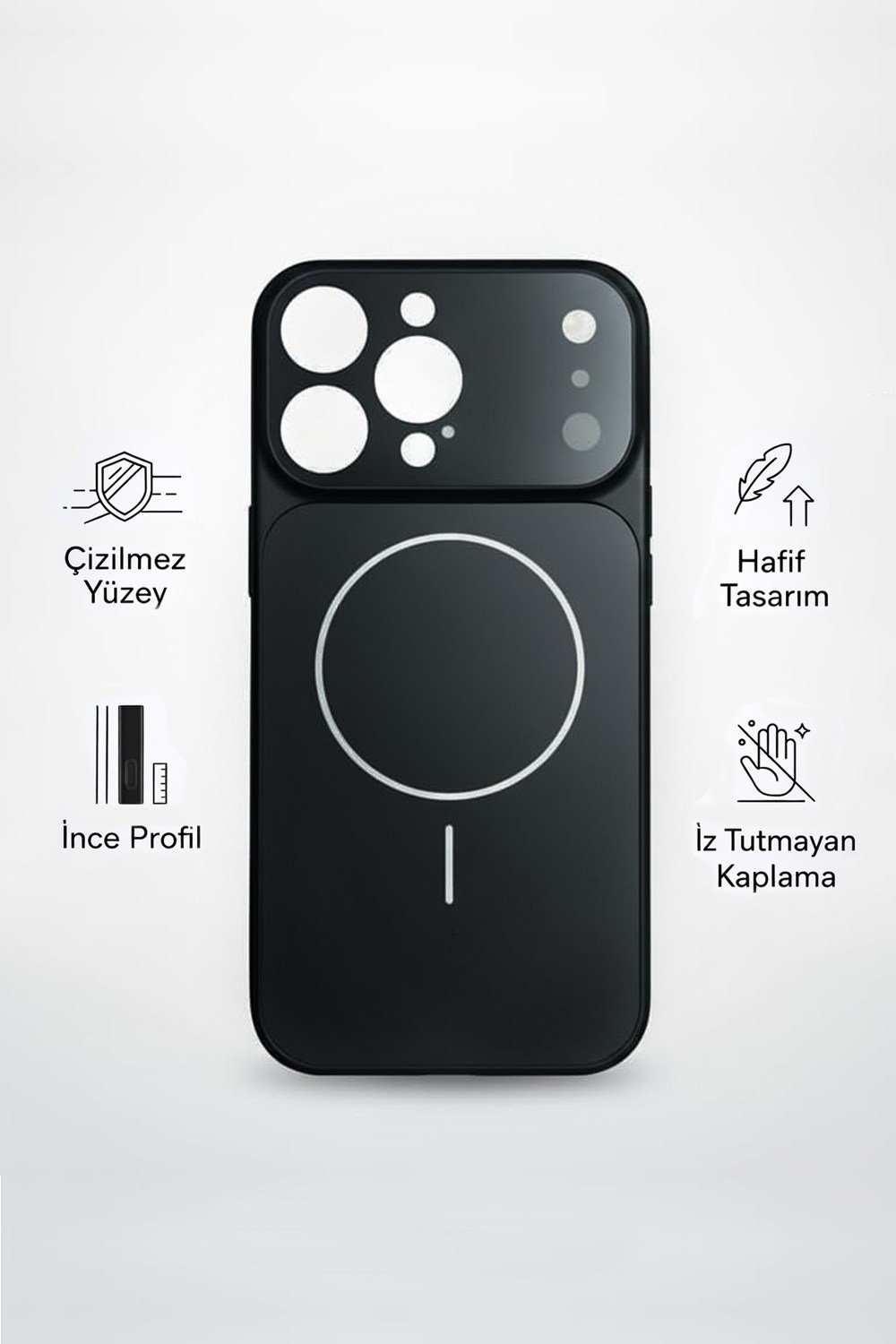 iPhone 17 Pro Uyumlu Kamera Korumalı Magsafe Wireless Şarj Özellikli Full Glass Arka Kapak