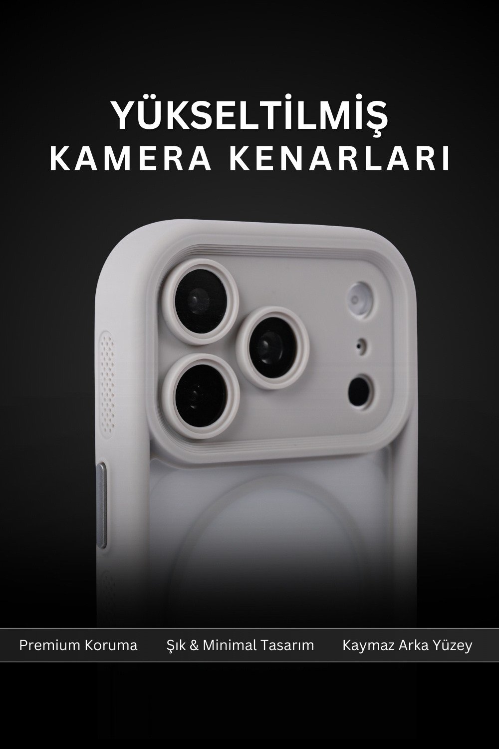 iPhone 17 Pro Uyumlu Kamera Korumalı Magsafe Wireless Şarj Özellikli Mat Silikon Gri renkli Silikon Telefon Kılıfı