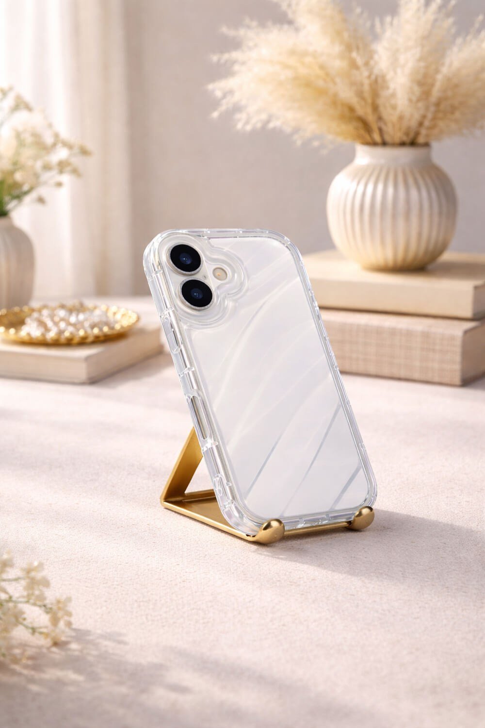 iPhone 17 Uyumlu Telefon Kılıfı Kamera Çıkıntılı Kabartmalı Parlak Desenli Darbe Emici Silikon Kılıf