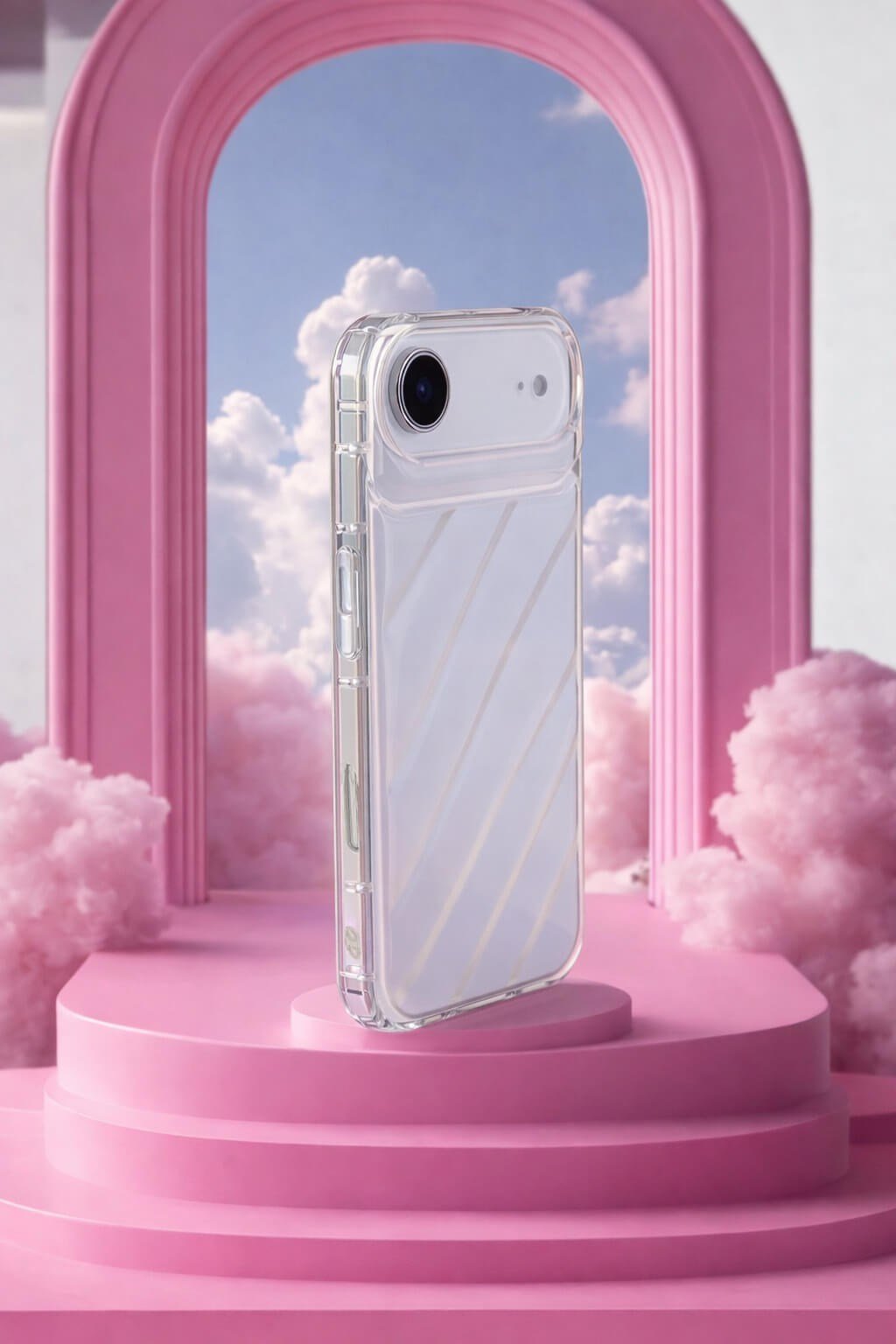 iPhone Air Uyumlu Telefon Kılıfı Kamera Çıkıntılı Kabartmalı Parlak Desenli Darbe Emici Silikon Kılıf