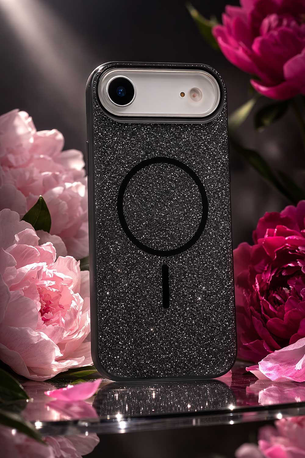 iPhone Air Uyumlu Telefon Kılıfı Magsafe Wireless Şarj Özellikli Simli Lüks Silikon Kılıf