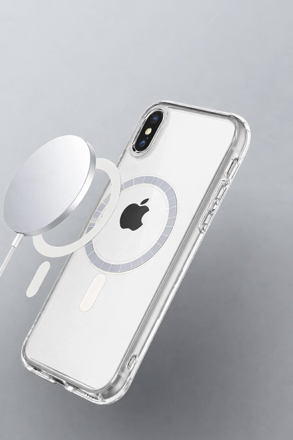 iPhone X / XS İphone Uyumlu Kamera Korumalı Magsafe Wireless Şarj Özellikli Lüks Şeffaf Silikon Telefon Kılıfı