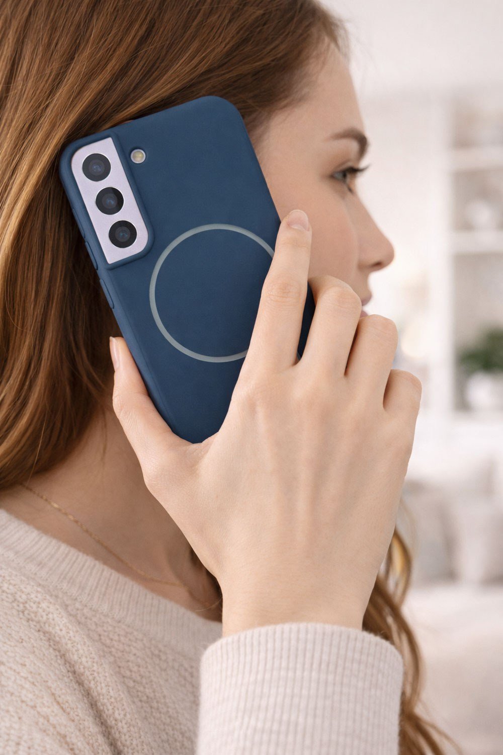SAMSUNG Galaxy S22 PlusUyumlu İçi Kadife Magsafe Wireless Şarz Özellikli Lacivert Renkli Telefon Kılıfı