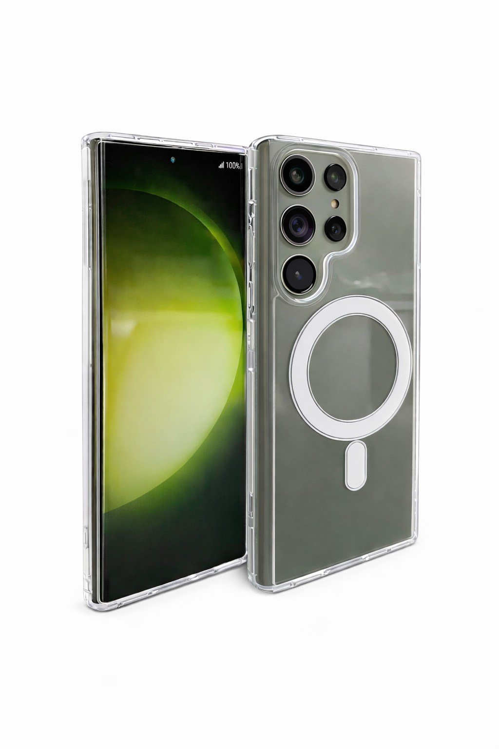 Samsung Galaxy S22 Ultra Uyumlu Kamera Korumalı Magsafe Wireless Şarj Özellikli Lüks Şeffaf Silikon Telefon Kılıfı