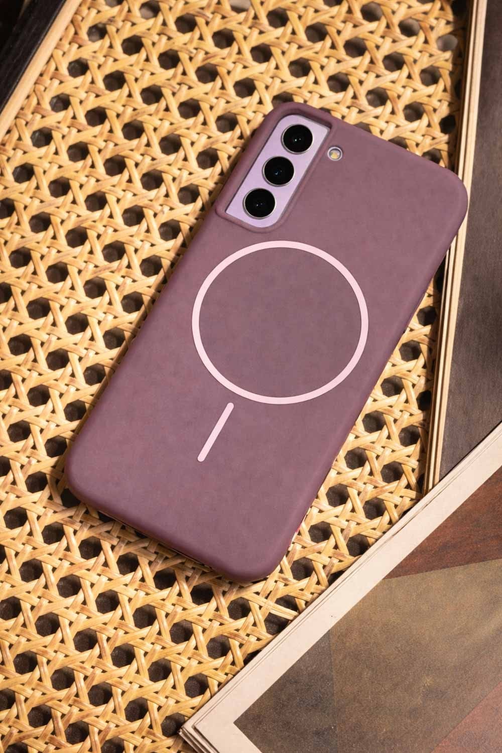 SAMSUNG Galaxy S22 Uyumlu İçi Kadife Magsafe Wireless Şarz Özellikli Gül Kurusu Renkli Telefon Kılıfı