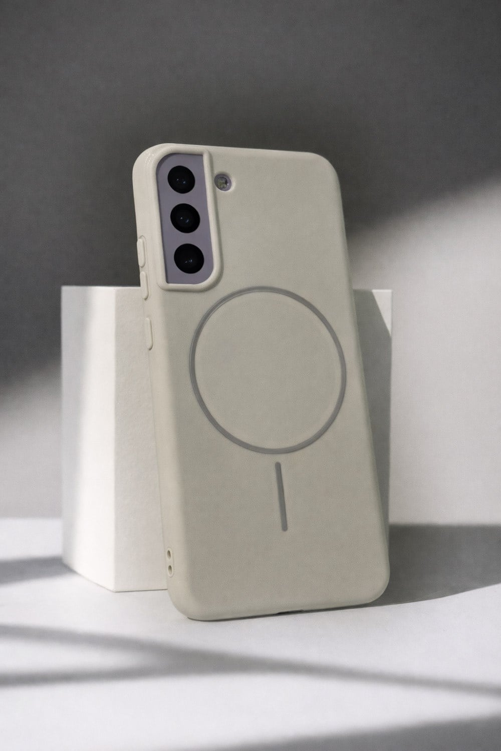 SAMSUNG Galaxy S22 Uyumlu İçi Kadife Magsafe Wireless Şarz Özellikli Taş Renkli Telefon Kılıfı