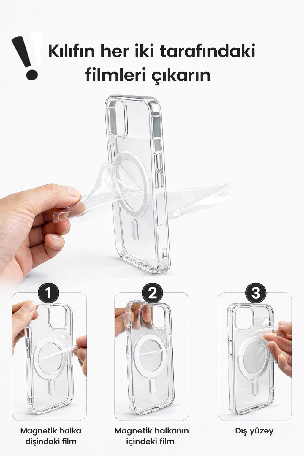 Samsung Galaxy S24 FE Uyumlu Kamera Korumalı Magsafe Wireless Şarj Özellikli Lüks Şeffaf Silikon Telefon Kılıfı
