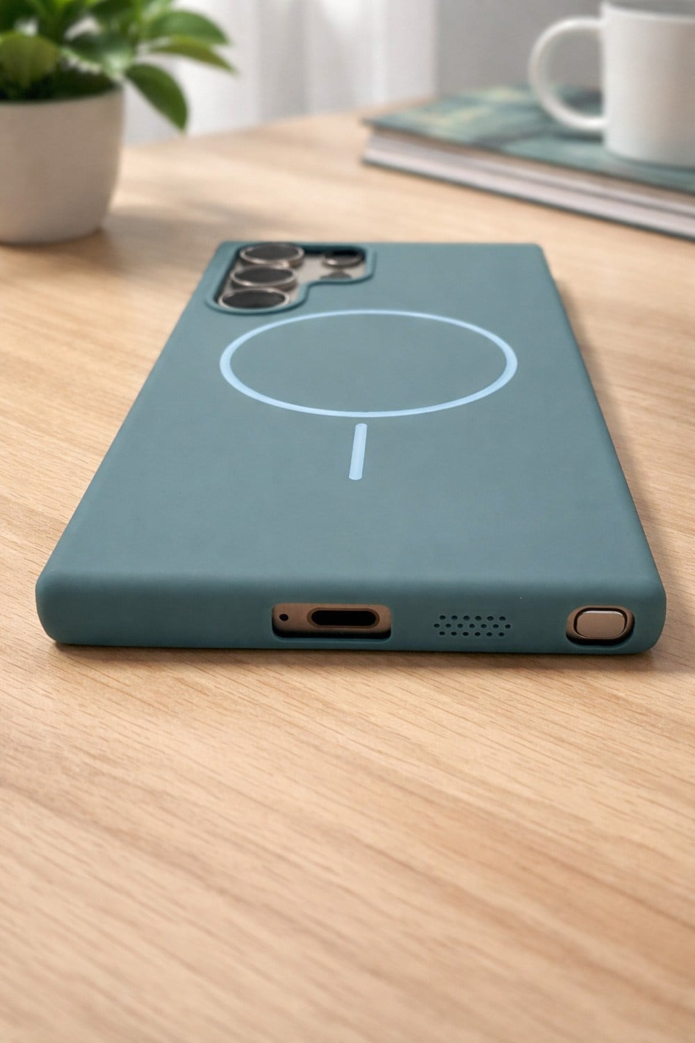 SAMSUNG Galaxy S24 Ultra Uyumlu İçi Kadife Magsafe Wireless Şarz Özellikli Mint Yeşil Renkli Telefon Kılıfı