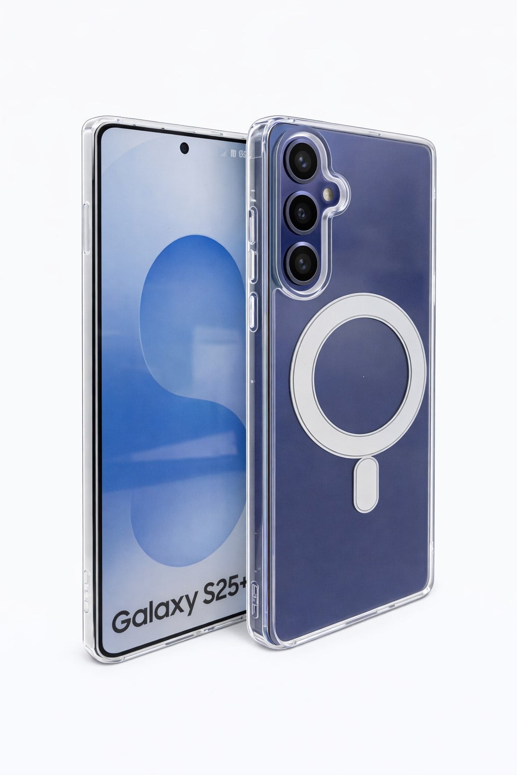 Samsung Galaxy S25 Plus Uyumlu Kamera Korumalı Magsafe Wireless Şarj Özellikli Lüks Şeffaf Silikon Telefon Kılıfı