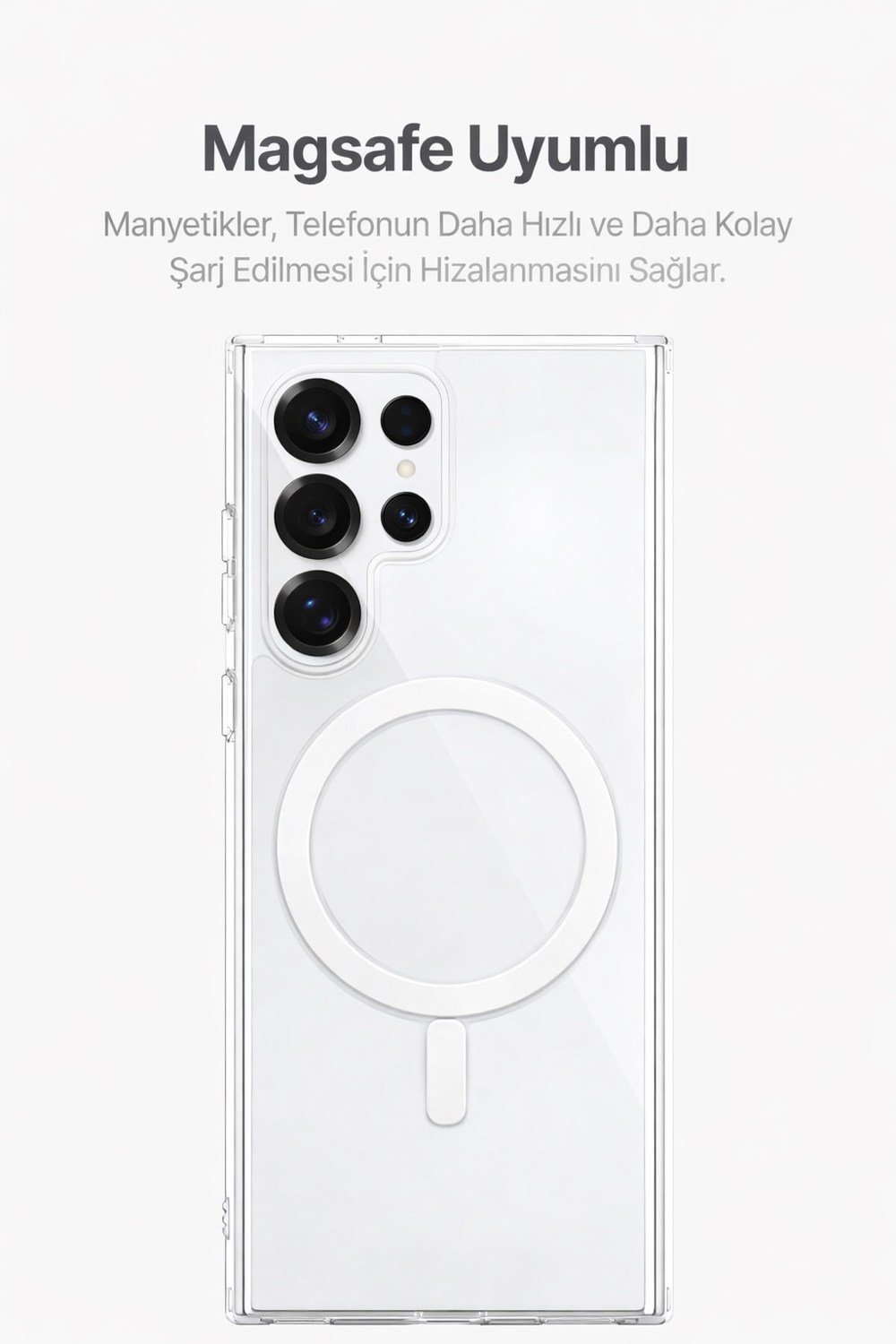 Samsung Galaxy S25 Ultra Uyumlu Kamera Korumalı Magsafe Wireless Şarj Özellikli Lüks Şeffaf Silikon Telefon Kılıfı