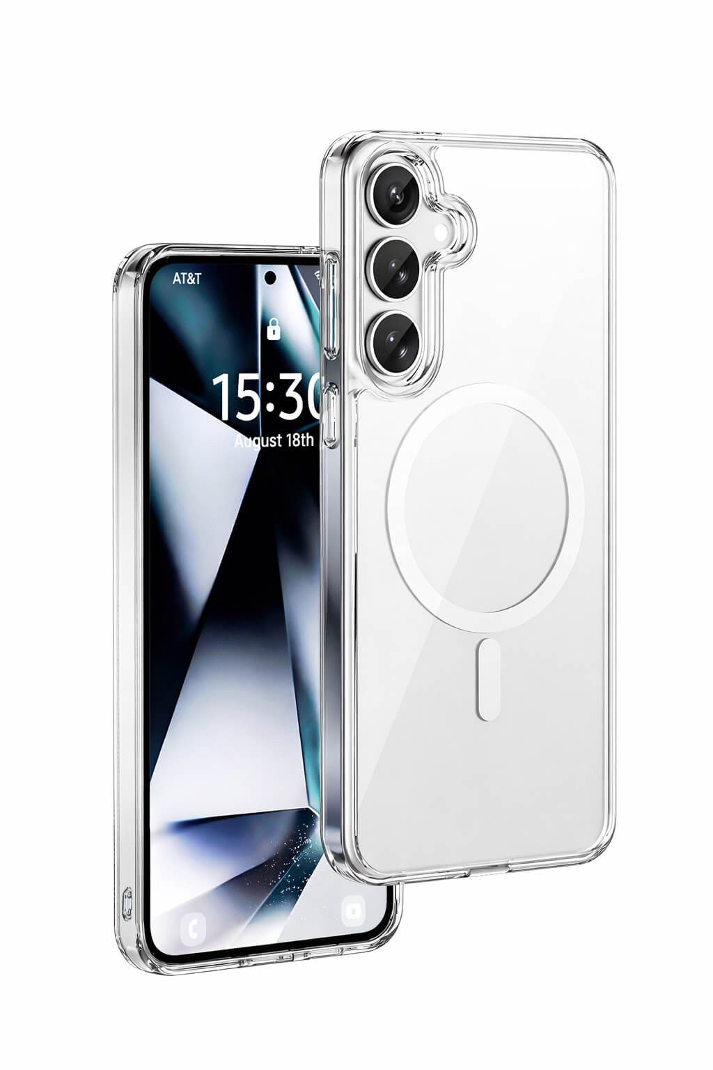 Samsung Galaxy S26 Uyumlu Kamera Korumalı Magsafe Wireless Şarj Özellikli Lüks Şeffaf Silikon Telefon Kılıfı