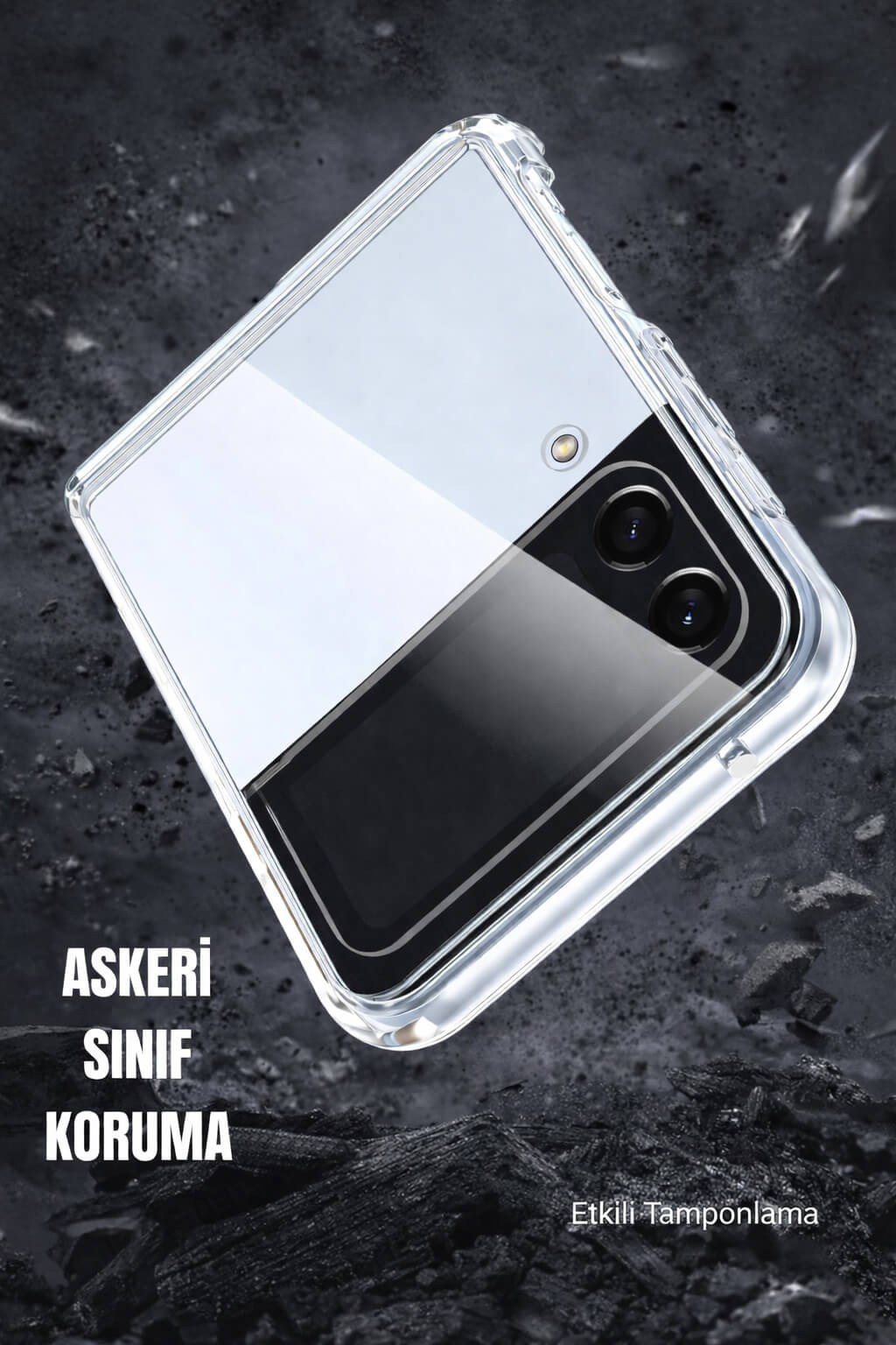 Samsung Galaxy Z Flip 4 Uyumlu Kamera Korumalı Magsafe Wireless Şarj Özellikli Lüks Şeffaf Silikon Telefon Kılıfı