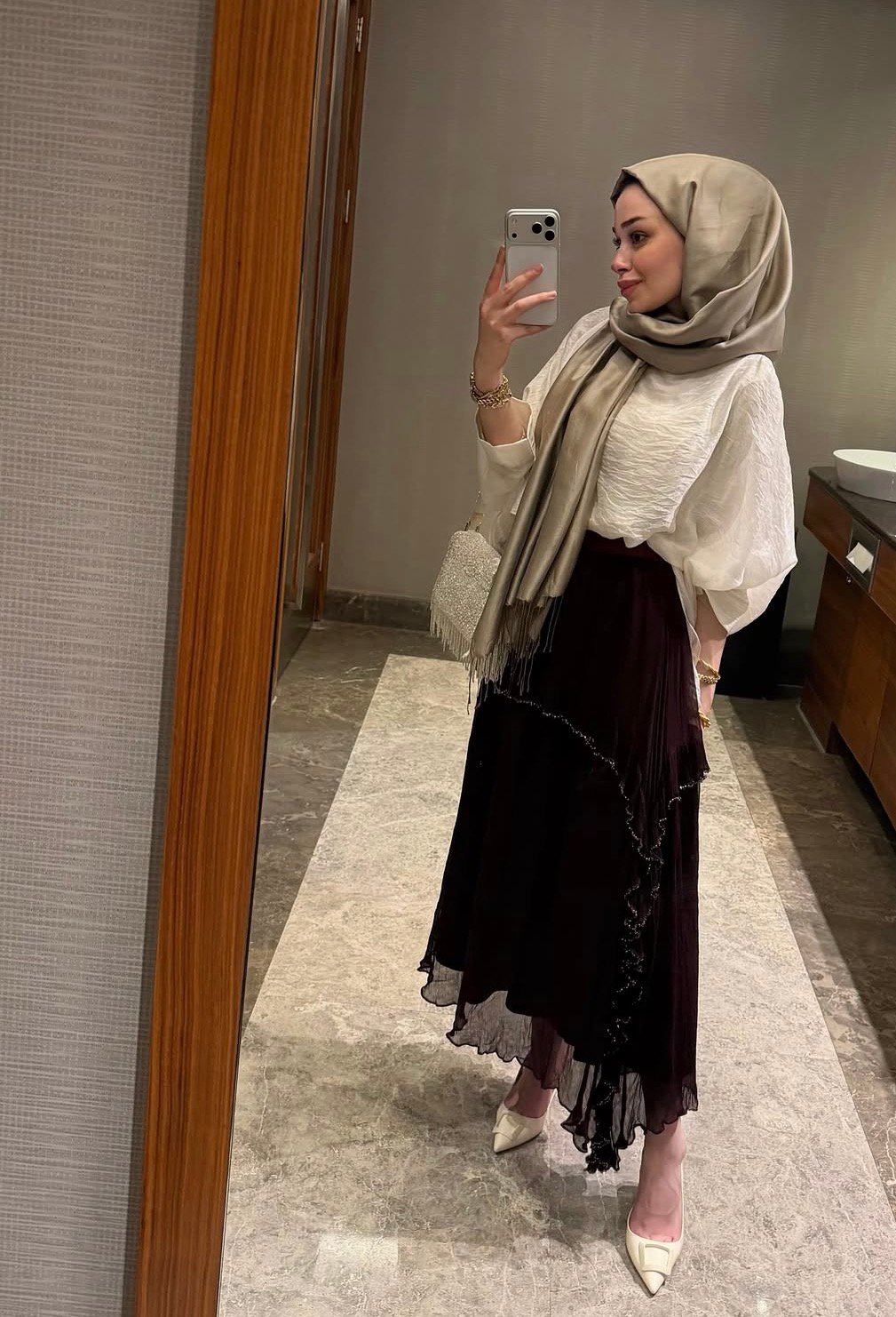 Bordo Bery Taşlı Etek 