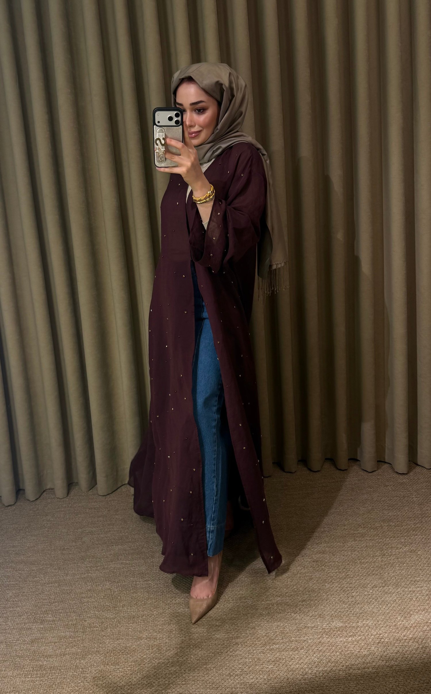 Zambak Abaya Bordo 