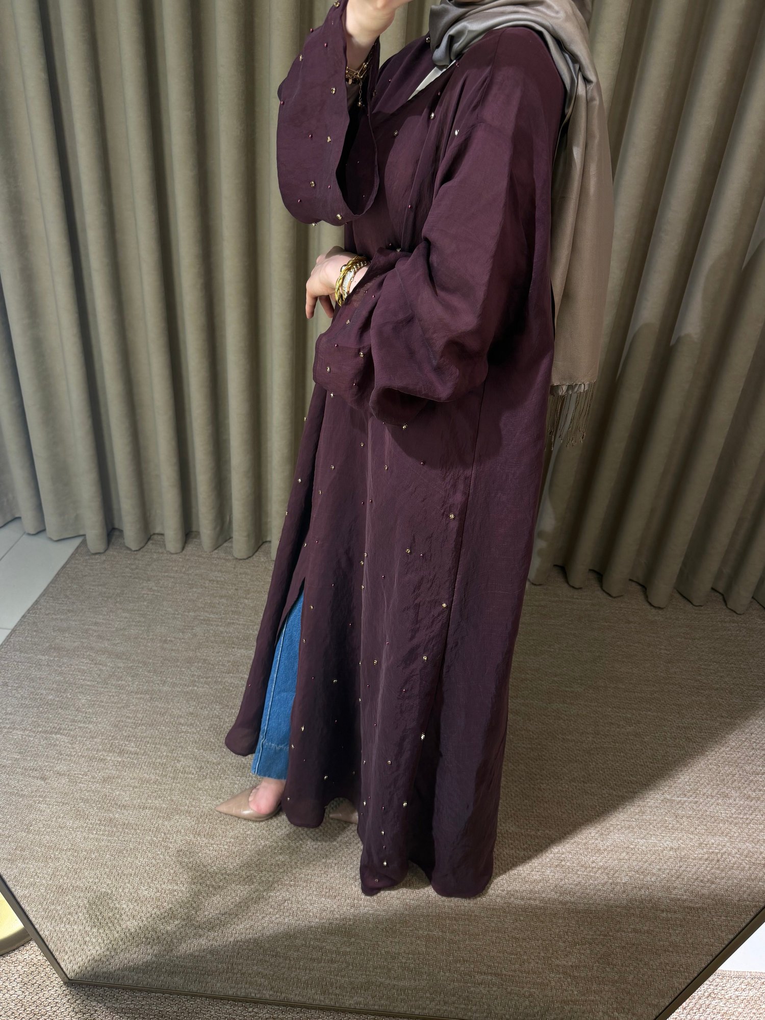Zambak Abaya Bordo 