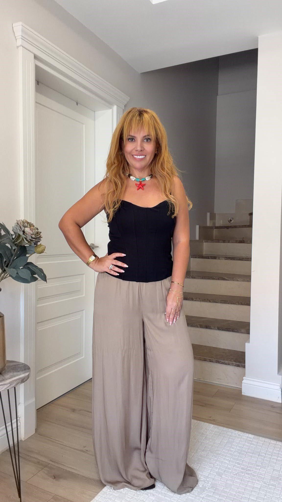 Bel Lastikli Salaş Pantolon Camel