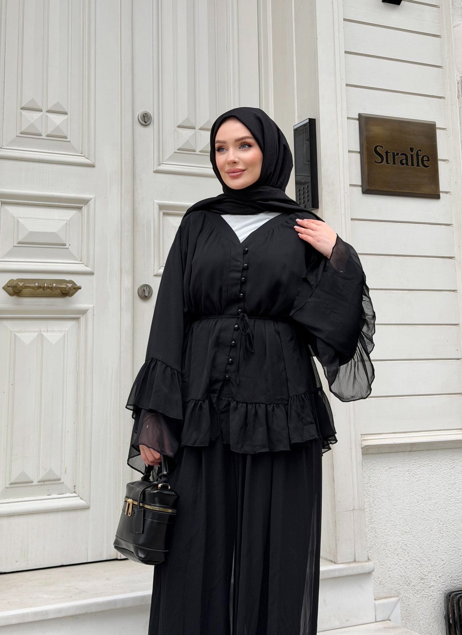 Celine Şifon Takım | Siyah