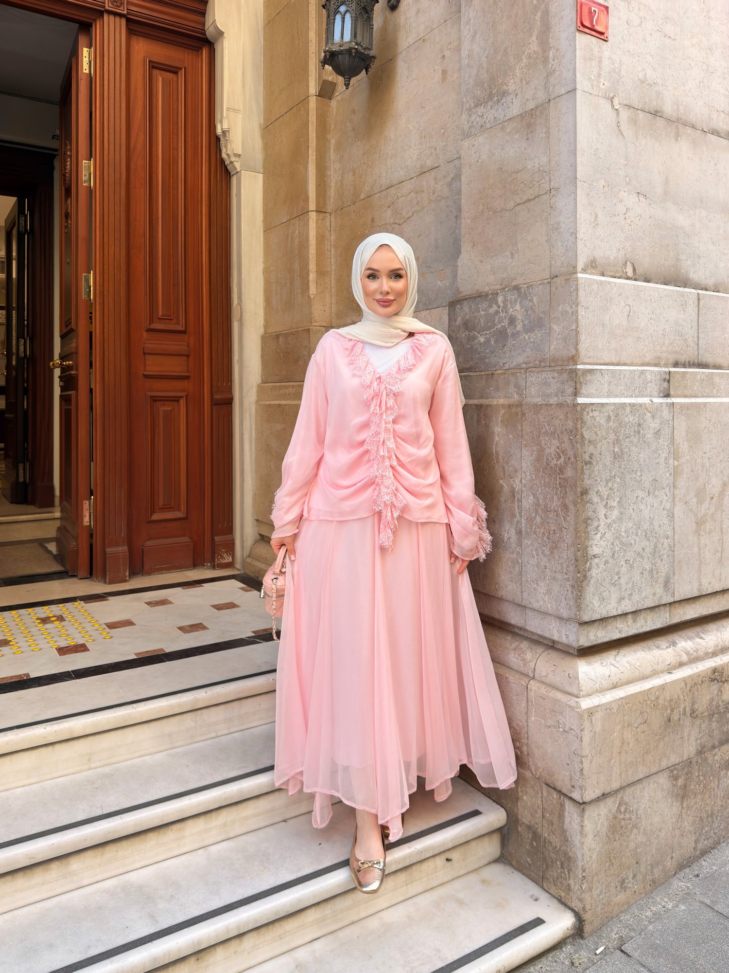 HÜMA DANTEL DETAYLI TAKIM | PEMBE
