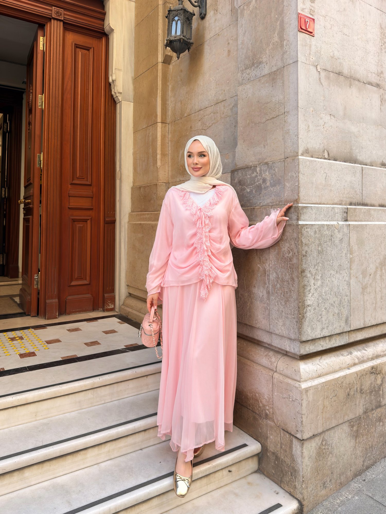 HÜMA DANTEL DETAYLI TAKIM | PEMBE
