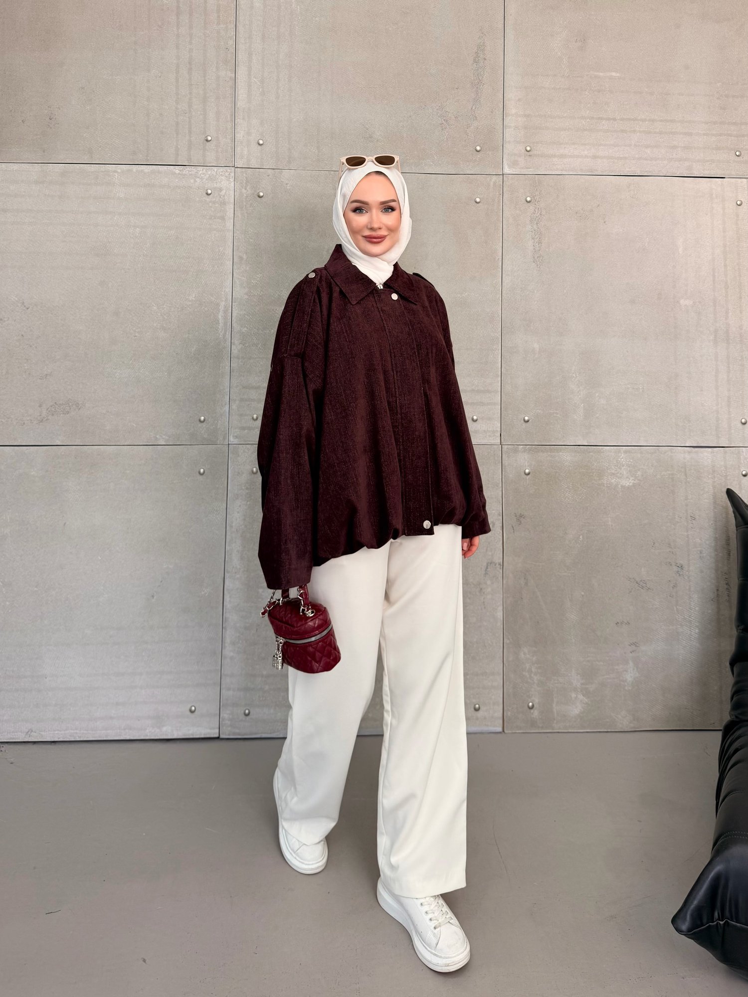 MAREN KADİFE BOMBER CEKET BORDO