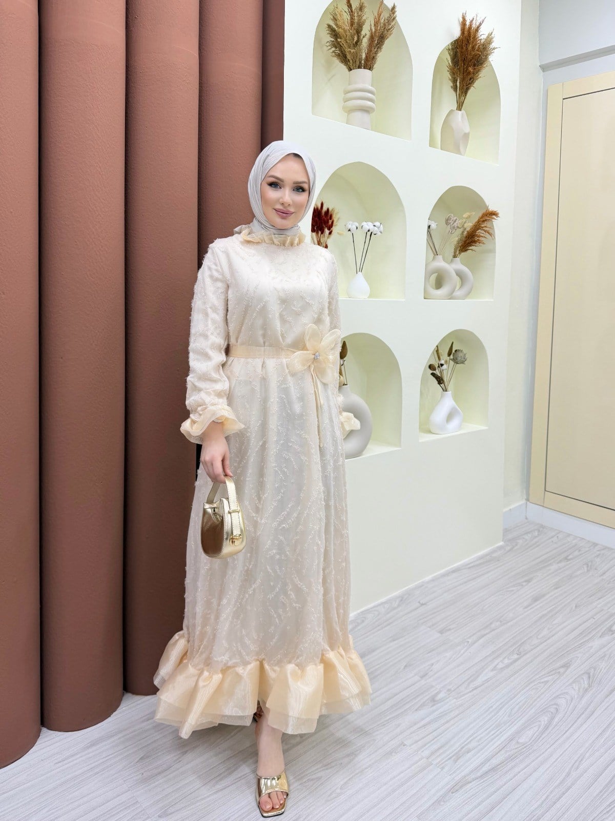 Mova Abiye Elbise Bej