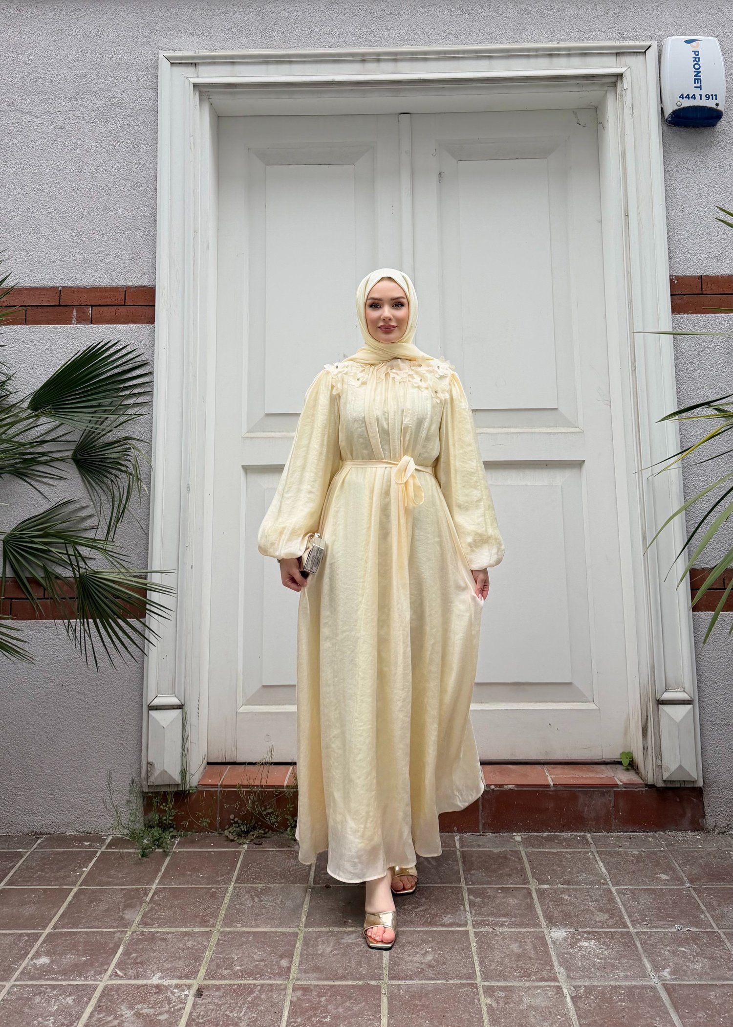 Navy Elbise | Sarı