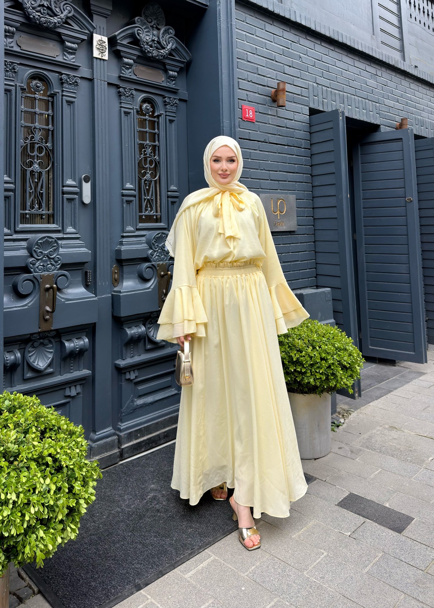 Navy Elbise | Sarı