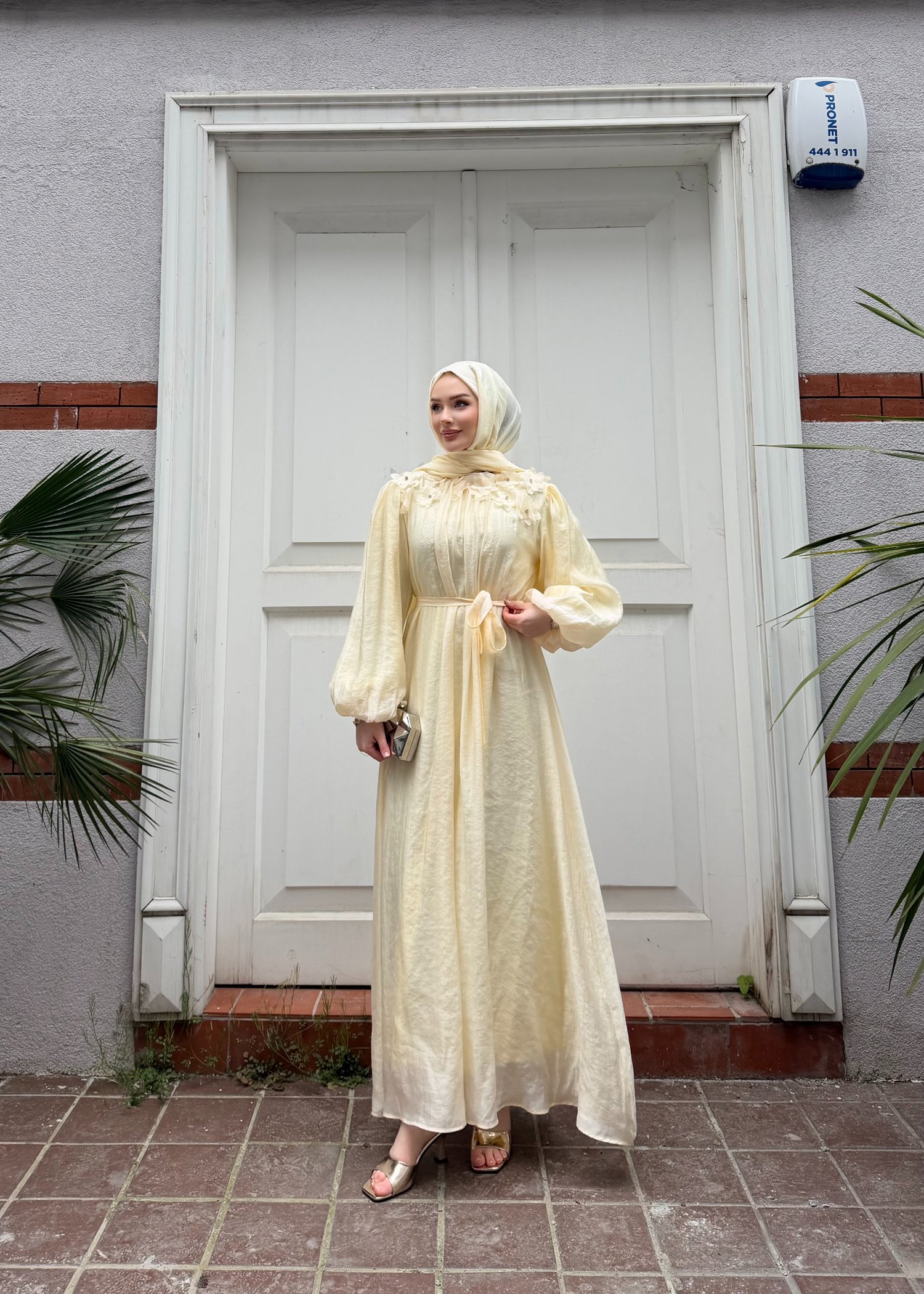 Navy Elbise | Sarı