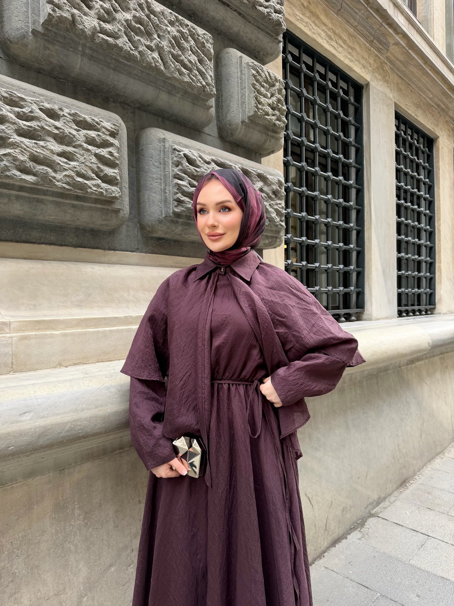 Seren elbise Bordo