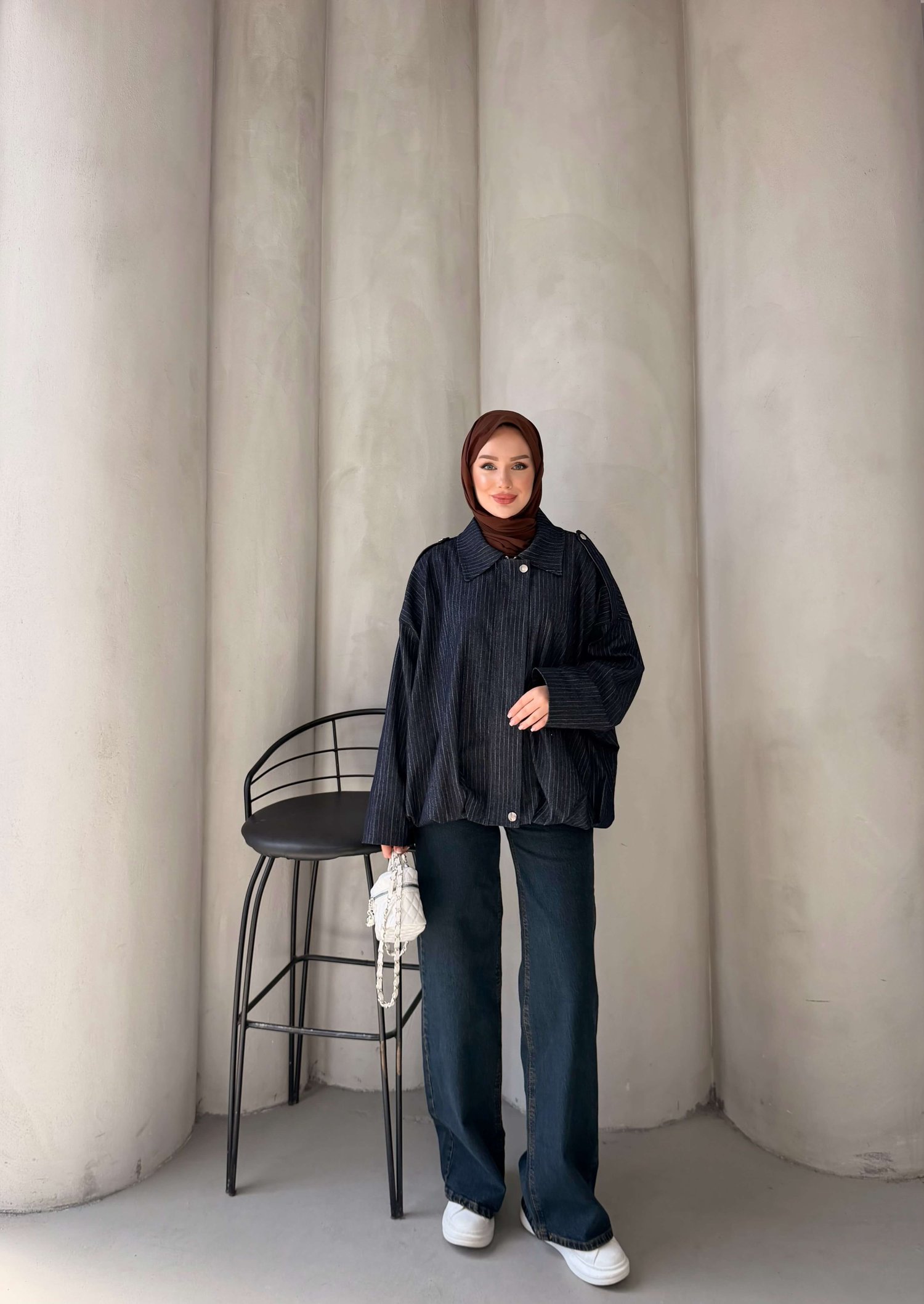 SESA GABARDIN BOMBER CEKET LACİVERT