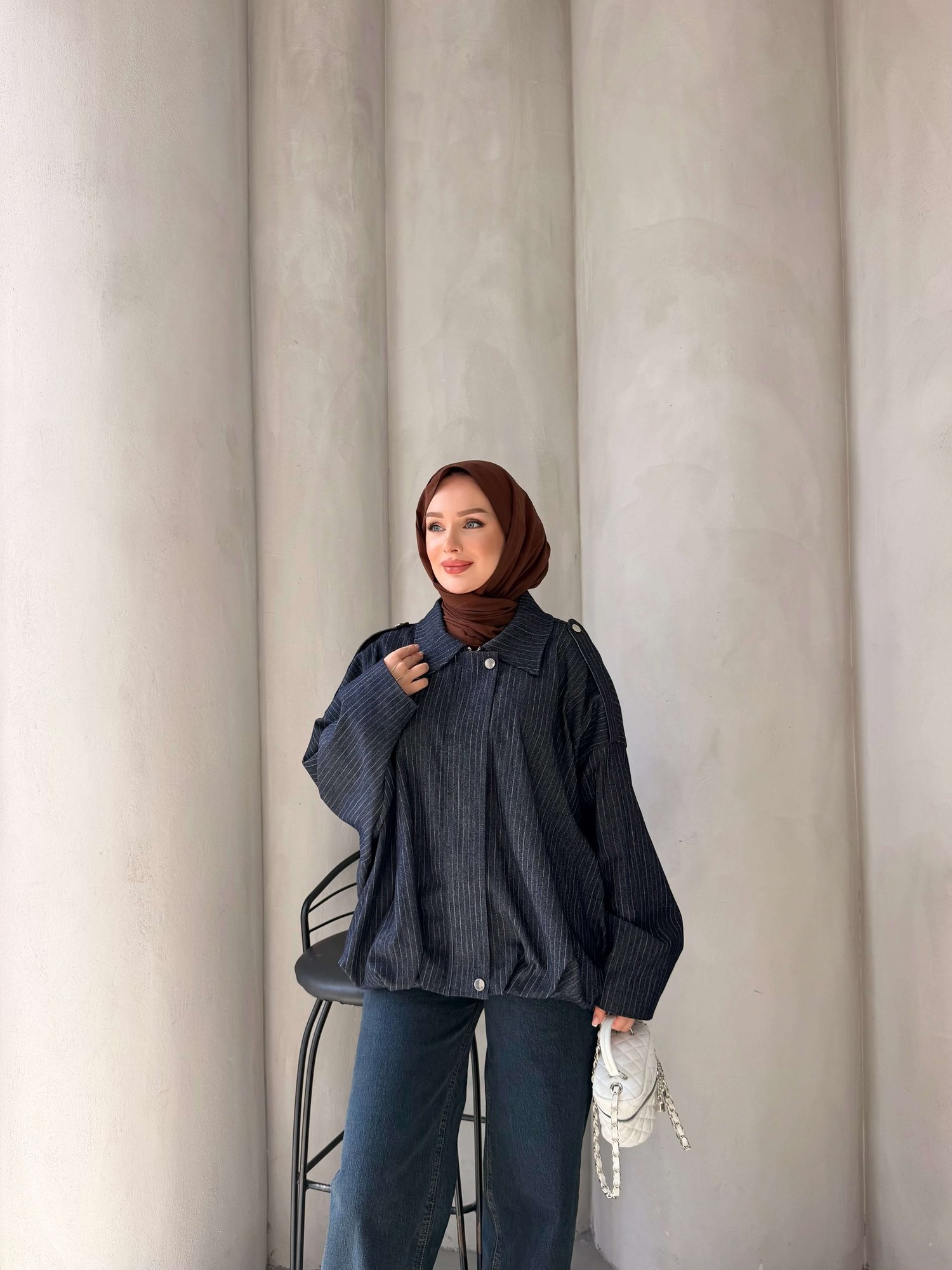SESA GABARDIN BOMBER CEKET LACİVERT
