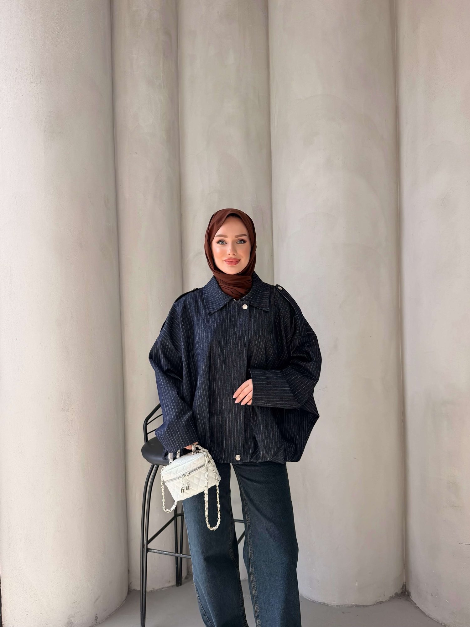 SESA GABARDIN BOMBER CEKET LACİVERT