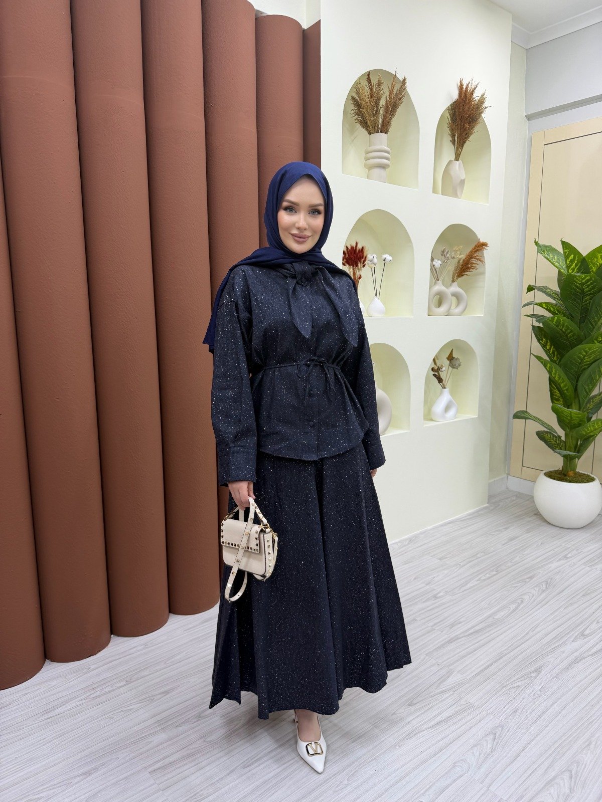 Sorelle Taşlı Kot Takım Siyah
